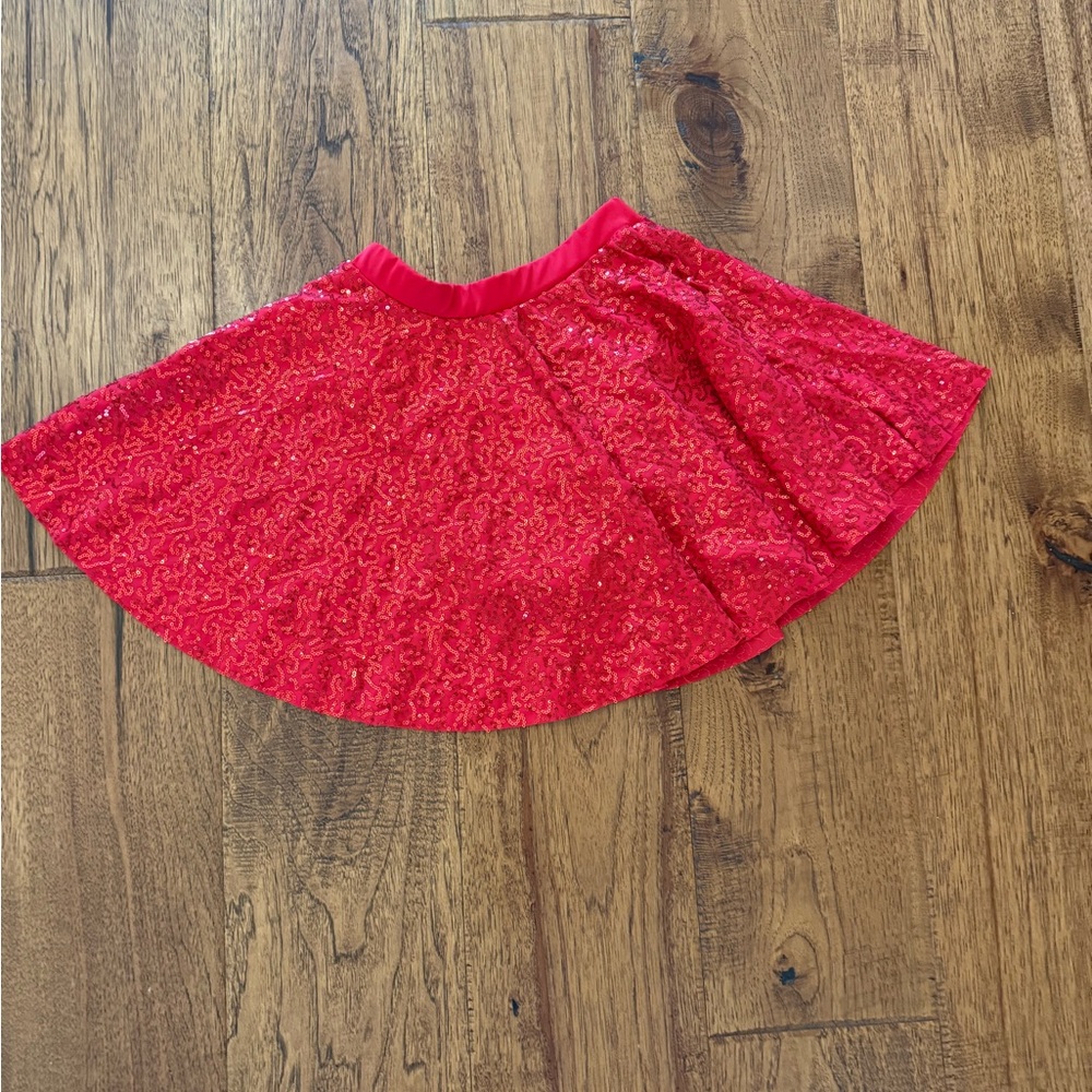 Balera Red Ruffled Skater Mini Skirt